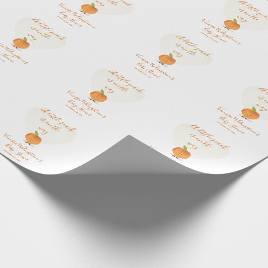 小さな桃が赤ちゃんシャワーの途中にある ラッピングペーパー (角)