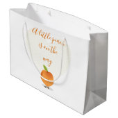 小さな桃が赤ちゃんシャワーの途中にある ラージペーパーバッグ (裏面アングル)