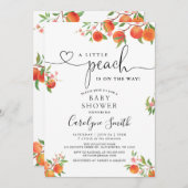 小さな桃が赤ちゃんシャワーの途中にある 招待状 (正面/裏面)