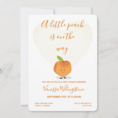 小さな桃が赤ちゃんシャワーの途中にある 招待状 (正面)