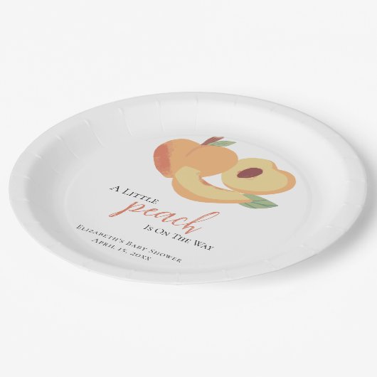 小さな桃が途中で赤ちゃんシャワーかわいい ペーパープレート (アングル)
