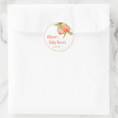 小さな桃の女の子の赤ちゃんシャワーの好意 ラウンドシール (バッグ)