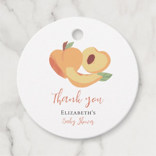 小さな桃の赤ちゃんシャワーかわいいフルーツ フェイバータグ (正面)
