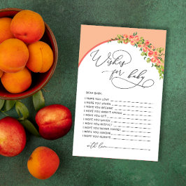 小さな桃の赤ちゃんシャワーの願いベビーカード