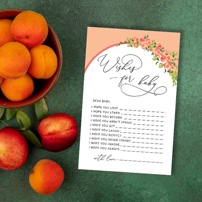 小さな桃の赤ちゃんシャワーの願いベビーカード (クリエイターアップロード済み)