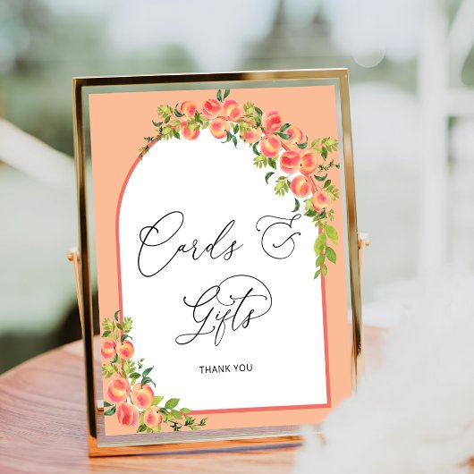 小さな桃の赤ちゃんシャワーカードとギフト ポスター