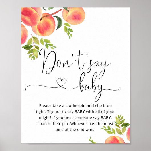 小さな桃の赤ちゃんシャワーゲームポスター ポスター (正面)