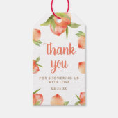 小さな桃の途中の女の子の赤ちゃんシャワーの好意 ギフトタグ (正面)