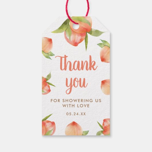 小さな桃の途中の女の子の赤ちゃんシャワーの好意 ギフトタグ (裏面)