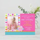 小さな梟の誕生日パーティーの招待 招待状 (スタンド正面)