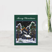 小さな森のログハウス　クリスマス　平和　オリジナル シーズンカード (正面)