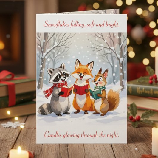 小さな森の動物たちがクリスマス+ソング シーズンカード