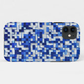 小さな正方形が乱れ、青と白の色合い Case-Mate iPhoneケース (裏面(横))