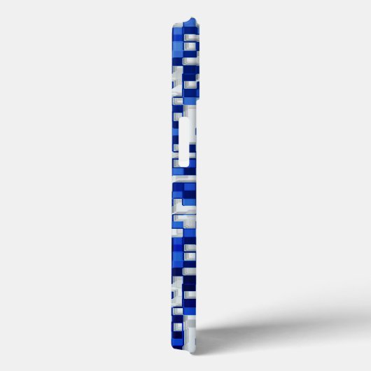 小さな正方形が散乱し、青と白のトーン Case-Mate iPhoneケース (裏面 / 右)