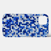 小さな正方形が重なり、青と白の色合い Case-Mate iPhoneケース (裏面 (横))