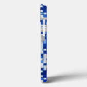 小さな正方形が重なり、青と白の色合い Case-Mate iPhoneケース (裏面 / 左)