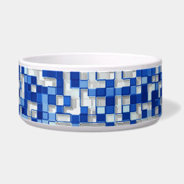 小さな正方形が重なり、青と白の色調 ボウル