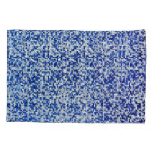 小さな正方形が重なり、青と白の色調 枕カバー (裏面-左)