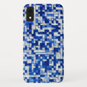 小さな正方形が重なり、青と白の色調 Case-Mate iPhoneケース (裏面)