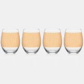 小さな正方形のオレンジと白の背景 ステムなしワイングラス (裏面)