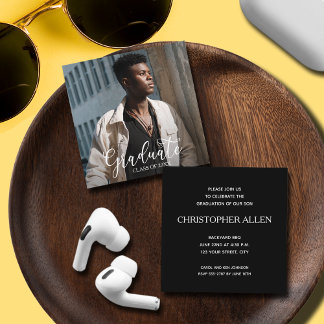 小さな正方形の写真の卒業式への招待 エンクロージャーカード