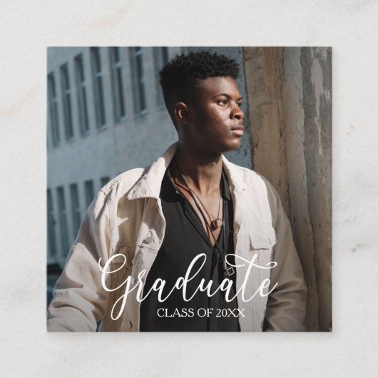 小さな正方形の写真の卒業式への招待 エンクロージャーカード (正面)