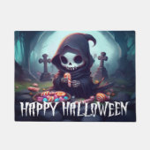 小さな死神とキャンディハッピーハローウィン ドアマット (正面)