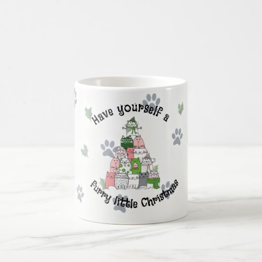 小さな毛むくじゃらのクリスマス コーヒーマグカップ (中央)