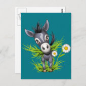 小さな毛むくじゃらの灰色のロバ ポストカード (正面/裏面)
