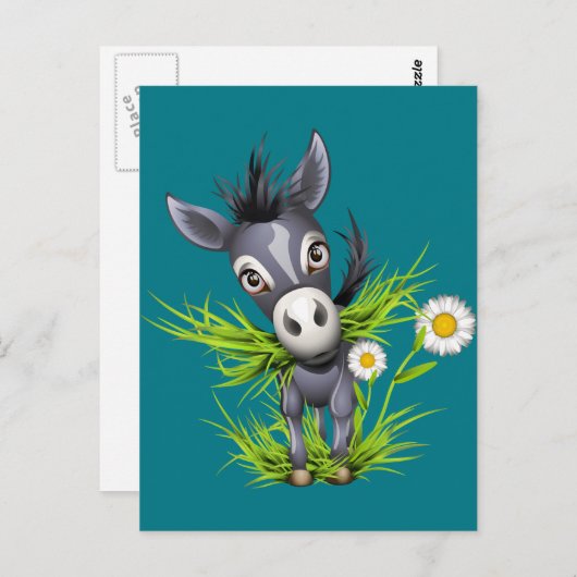 小さな毛むくじゃらの灰色のロバ ポストカード (正面/裏面)