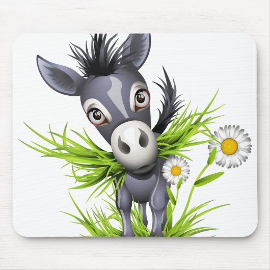 小さな毛むくじゃらの灰色のロバ マウスパッド (正面)
