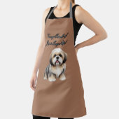 小さな毛皮の友人：ソフトブラウン、グレー、白い犬 エプロン (インサイチュ)