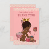 小さな民族プリンセス電話ありがとうシェブロン サンキューカード (正面/裏面)