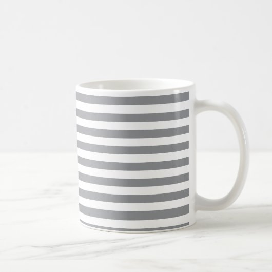 小さな水平グレーのストライプ コーヒーマグカップ (右)