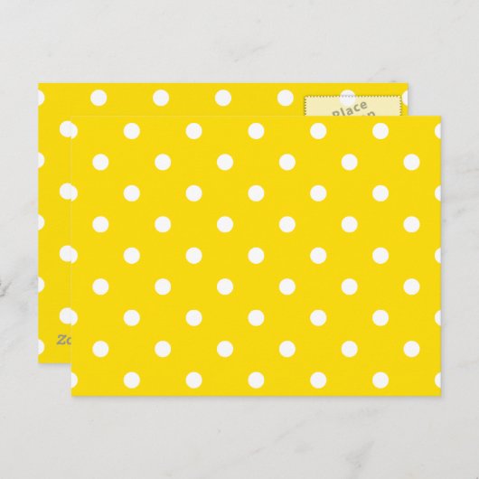 小さな水玉模様 – ホワイトオンゴールデンイエロー ポストカード (正面/裏面)