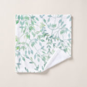 小さな水色葉のカスタム バスタオルセット (ウォッシュタオル)