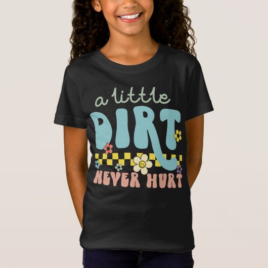 小さな汚れは決してかわいい子供たちのグラフィックおもしろい Tシャツ (正面)