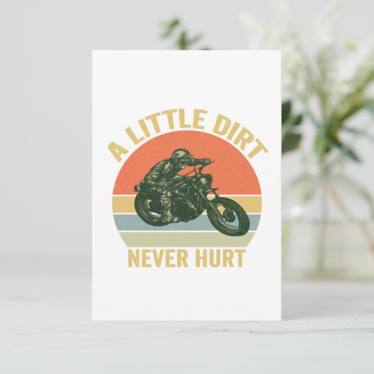 小さな汚れは決してモトクロスおもしろいダートバイクを傷つけない サンキューカード (スタンド正面)