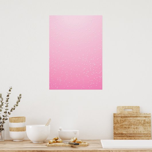 小さな泡が咲くピンクのシャンパン背景アート ポスター (キッチン)