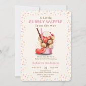 小さな泡立つワッフルが赤ちゃんシャワーの途中にある 招待状 (正面)