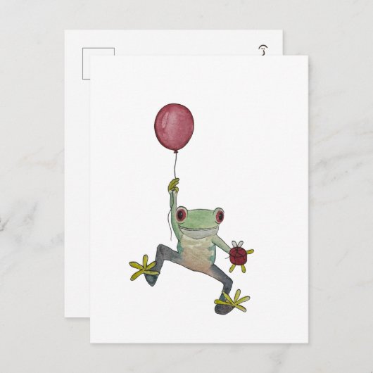 小さな浮き輪のカエルのはがき ポストカード (正面/裏面)