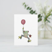 小さな浮き輪のカエルのはがき ポストカード (スタンド正面)