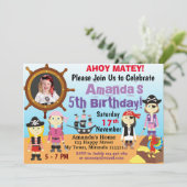 小さな海賊の少女の男の子の誕生日招待状 招待状 (スタンド正面)