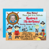 小さな海賊の少年の誕生日招待状 招待状 (正面/裏面)