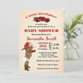 小さな消防士が彼の道にいるオウム赤ちゃんシャワー 招待状 (スタンド正面)