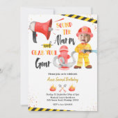 小さな消防士の少年とフォトボーイの誕生日 招待状 (正面)