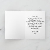 小さな消防士の赤ちゃんシャワーありがとうご注意 サンキューカード (内部)