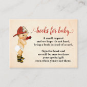 小さな消防士の赤ちゃんシャワーカードを持って来る プレイスカード (正面)