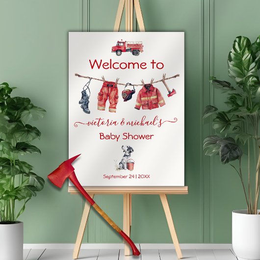 小さな消防士の赤ちゃんシャワー歓迎サイン ポスター