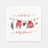 小さな消防士の赤ちゃんシャワー物干し スタンダードカクテルナプキン (正面)